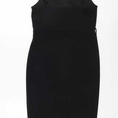 New Look Womens Black Polyester Shift Size 12 V-Neck Pullover