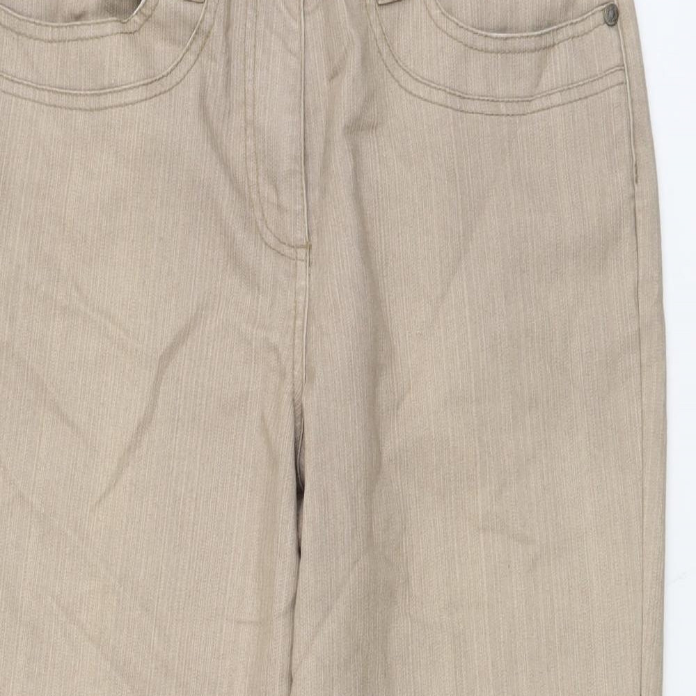 Bonmarché Womens Beige Cotton Cropped Jeans Size 12 L20 in Regular Button
