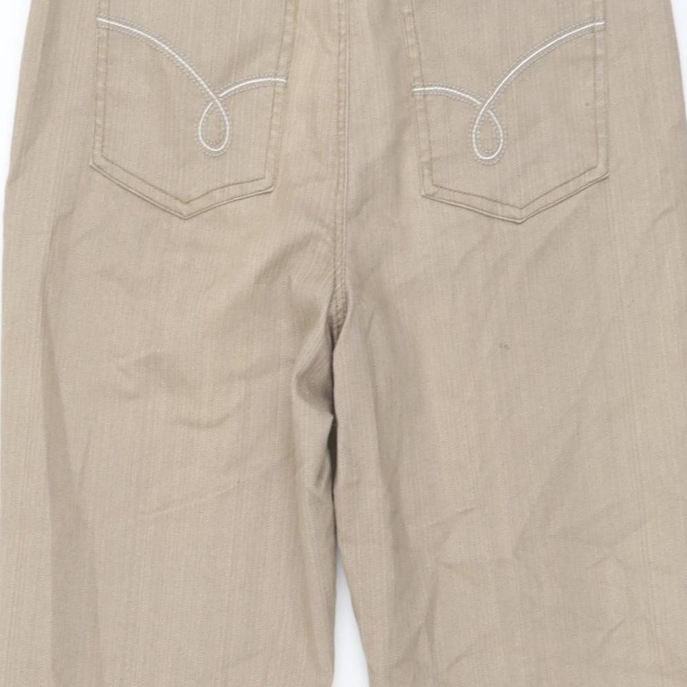 Bonmarché Womens Beige Cotton Cropped Jeans Size 12 L20 in Regular Button