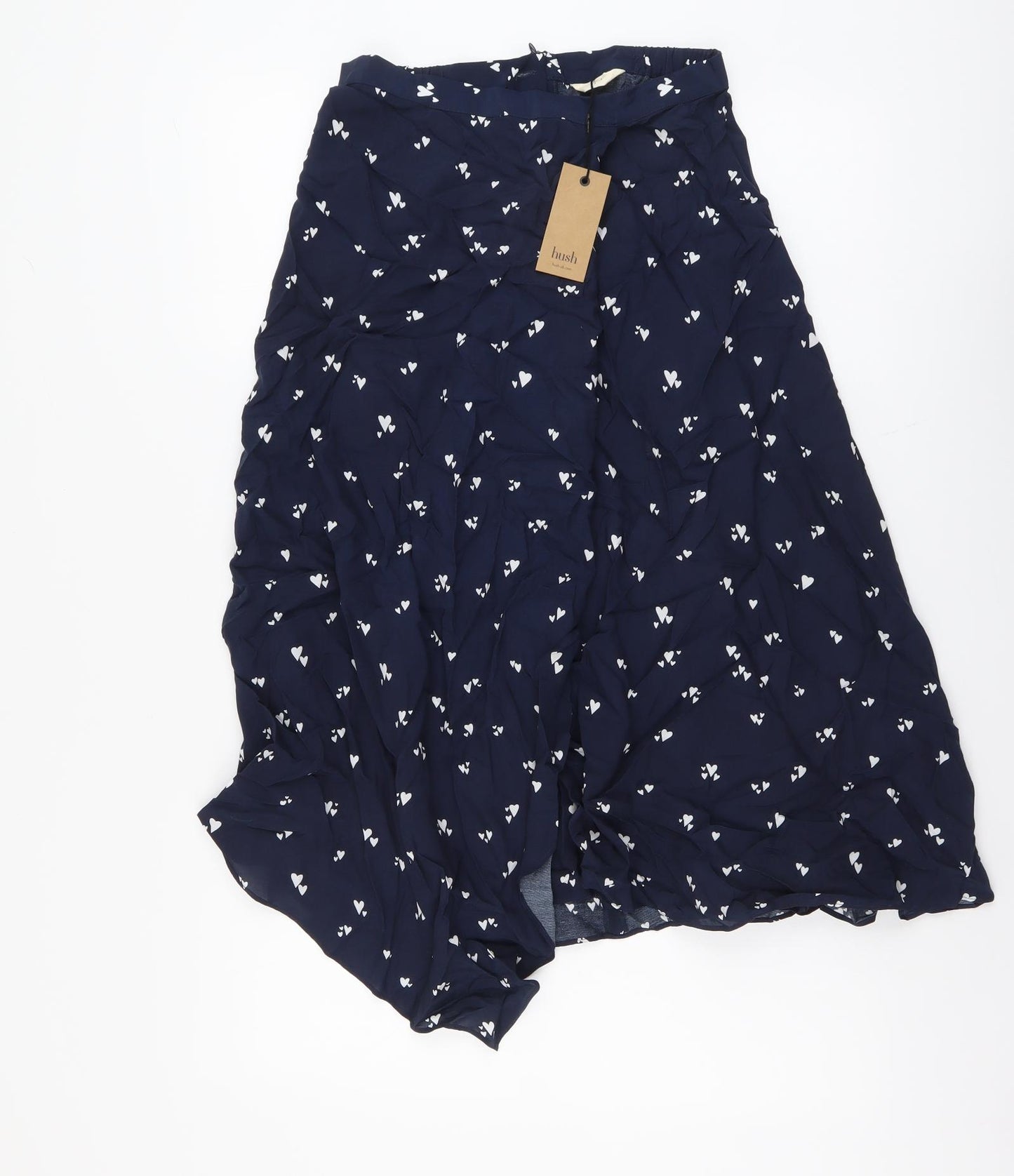 Hush Womens Blue Geometric Viscose Peasant Skirt Size 8 Zip - Heart Pattern