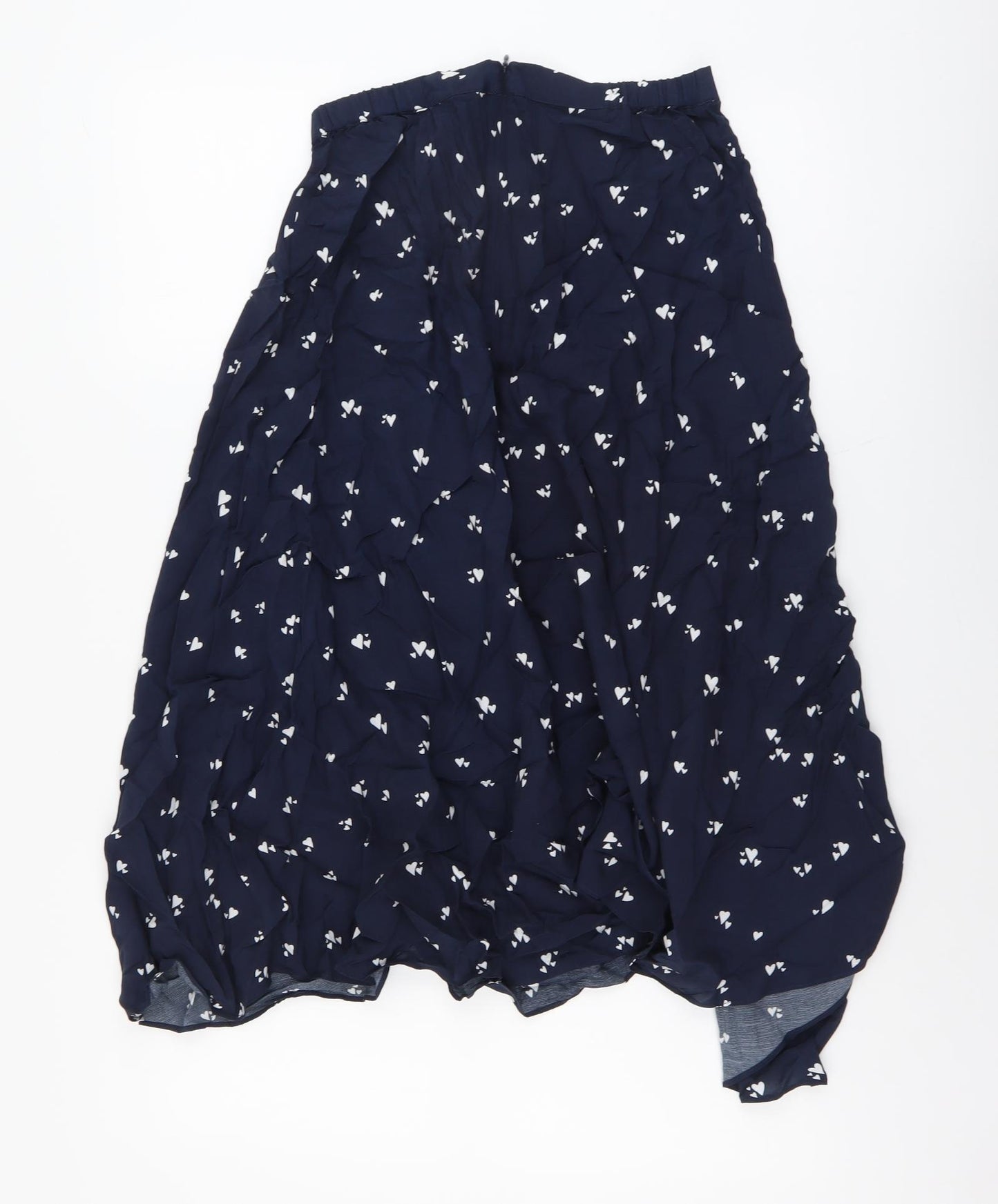 Hush Womens Blue Geometric Viscose Peasant Skirt Size 8 Zip - Heart Pattern
