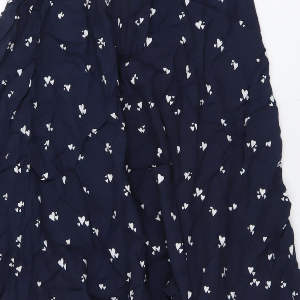 Hush Womens Blue Geometric Viscose Peasant Skirt Size 8 Zip - Heart Pattern
