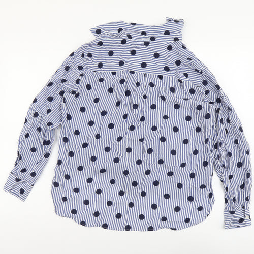 NEXT Womens Blue Polka Dot Viscose Basic Button-Up Size 16 Collared