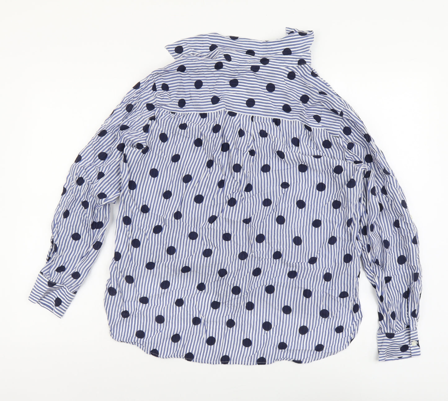 NEXT Womens Blue Polka Dot Viscose Basic Button-Up Size 16 Collared