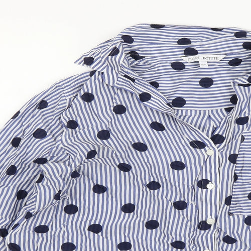 NEXT Womens Blue Polka Dot Viscose Basic Button-Up Size 16 Collared