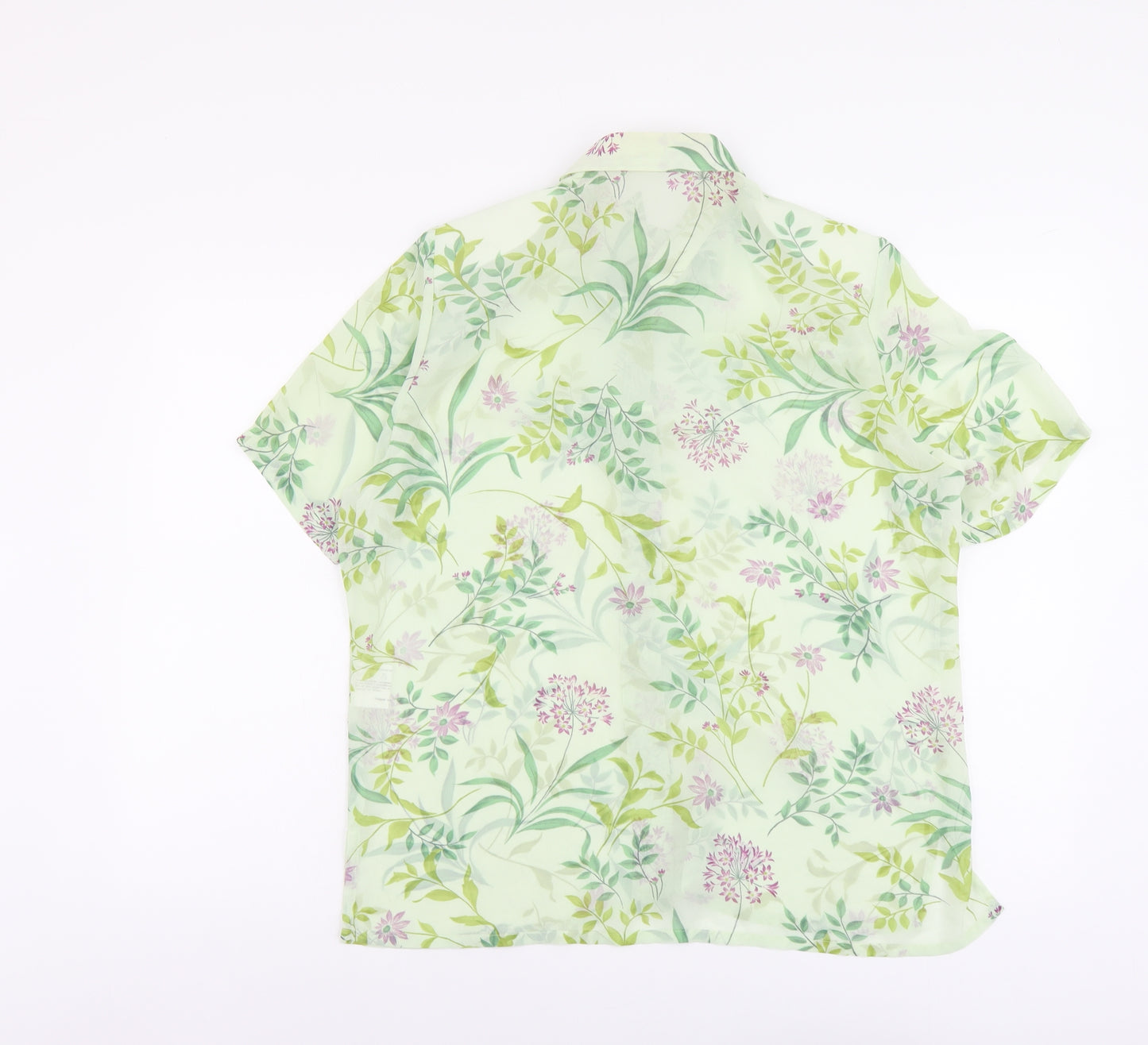 Sommermann Womens Green Floral Polyester Basic Button-Up Size 8 Collared
