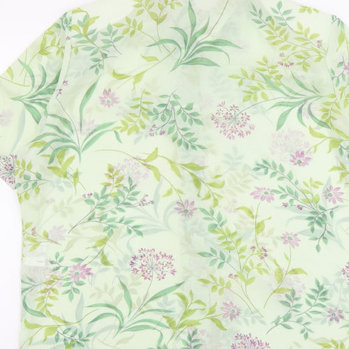 Sommermann Womens Green Floral Polyester Basic Button-Up Size 8 Collared