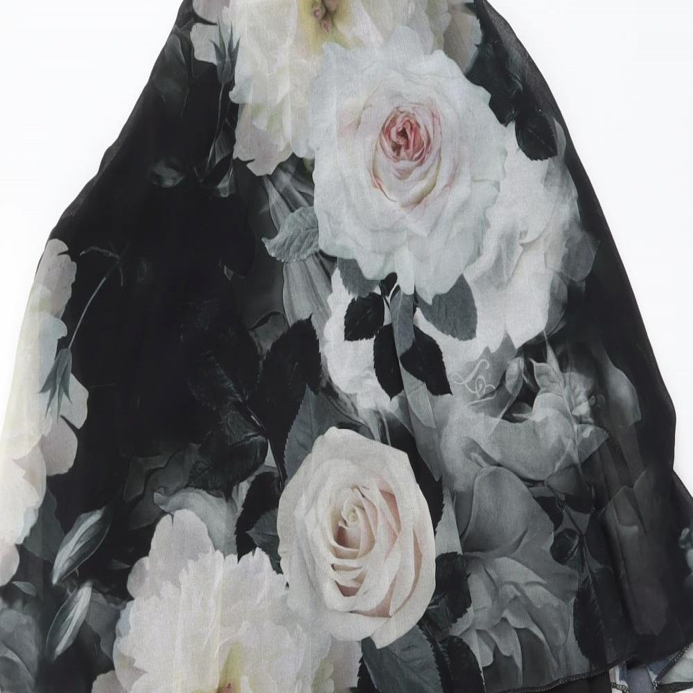 Lipsy Womens Black Floral Polyester Pencil Dress Size S Halter Button