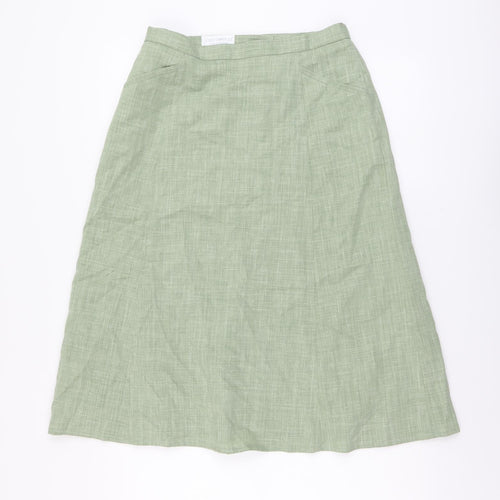 Cotswold Womens Green Cotton Straight & Pencil Skirt Size 12 Zip