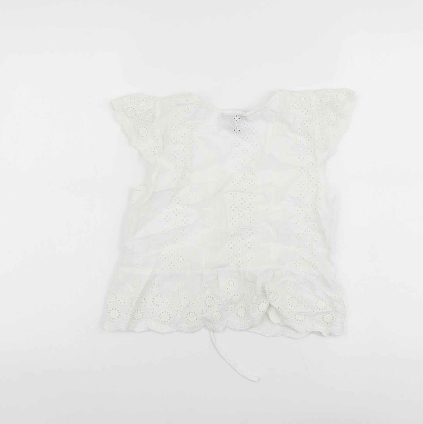 Pink Vanilla Womens White Cotton Cropped Blouse Size 8 V-Neck