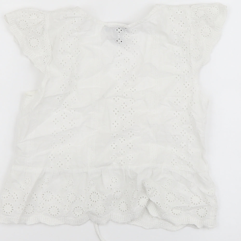 Pink Vanilla Womens White Cotton Cropped Blouse Size 8 V-Neck