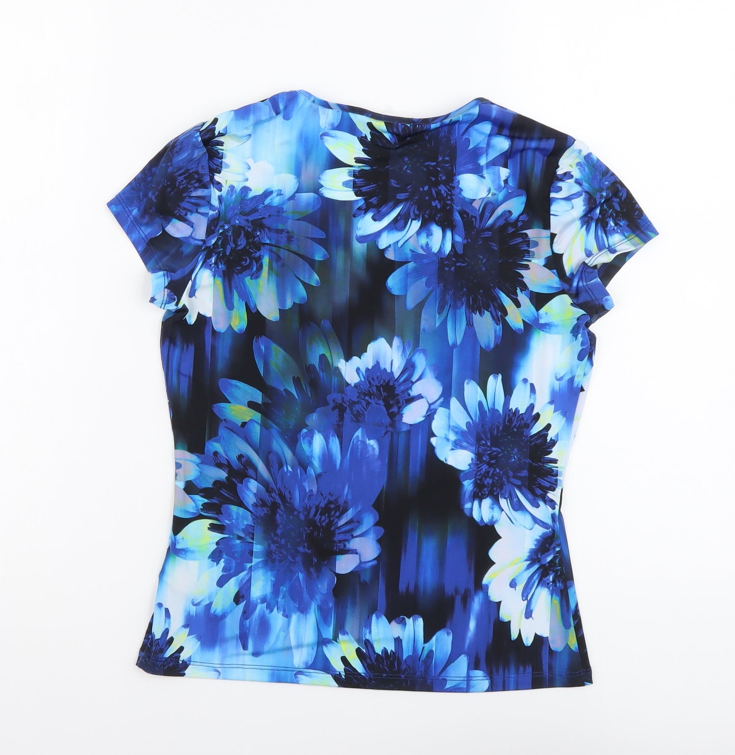 Precis Womens Black Floral Polyester Basic T-Shirt Size XS Scoop Neck