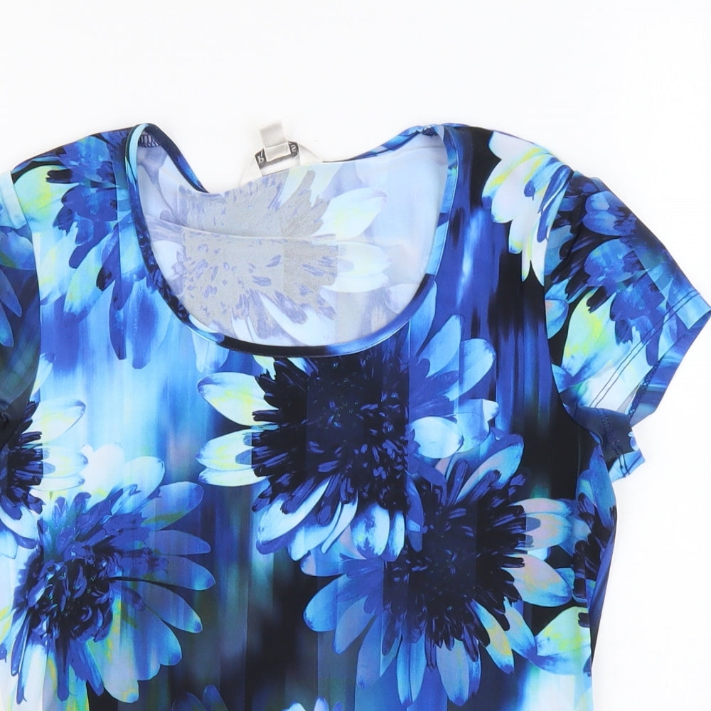 Precis Womens Black Floral Polyester Basic T-Shirt Size XS Scoop Neck