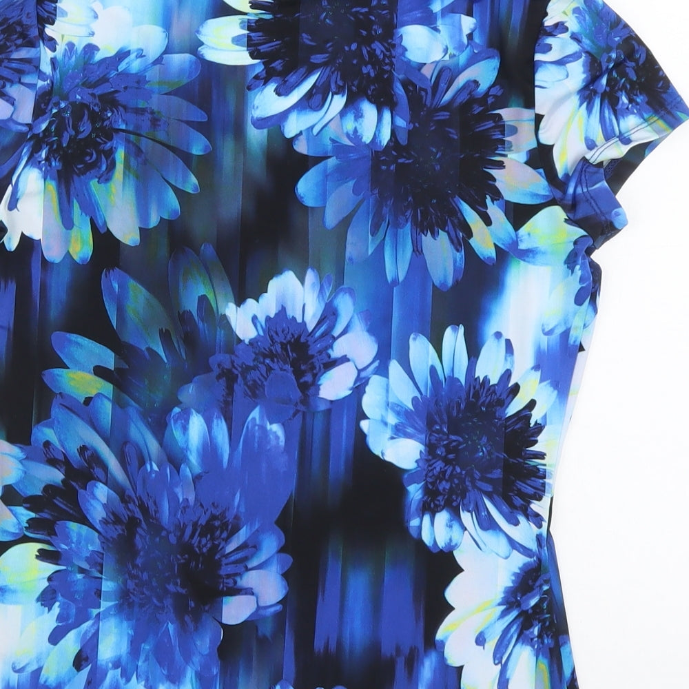 Precis Womens Black Floral Polyester Basic T-Shirt Size XS Scoop Neck