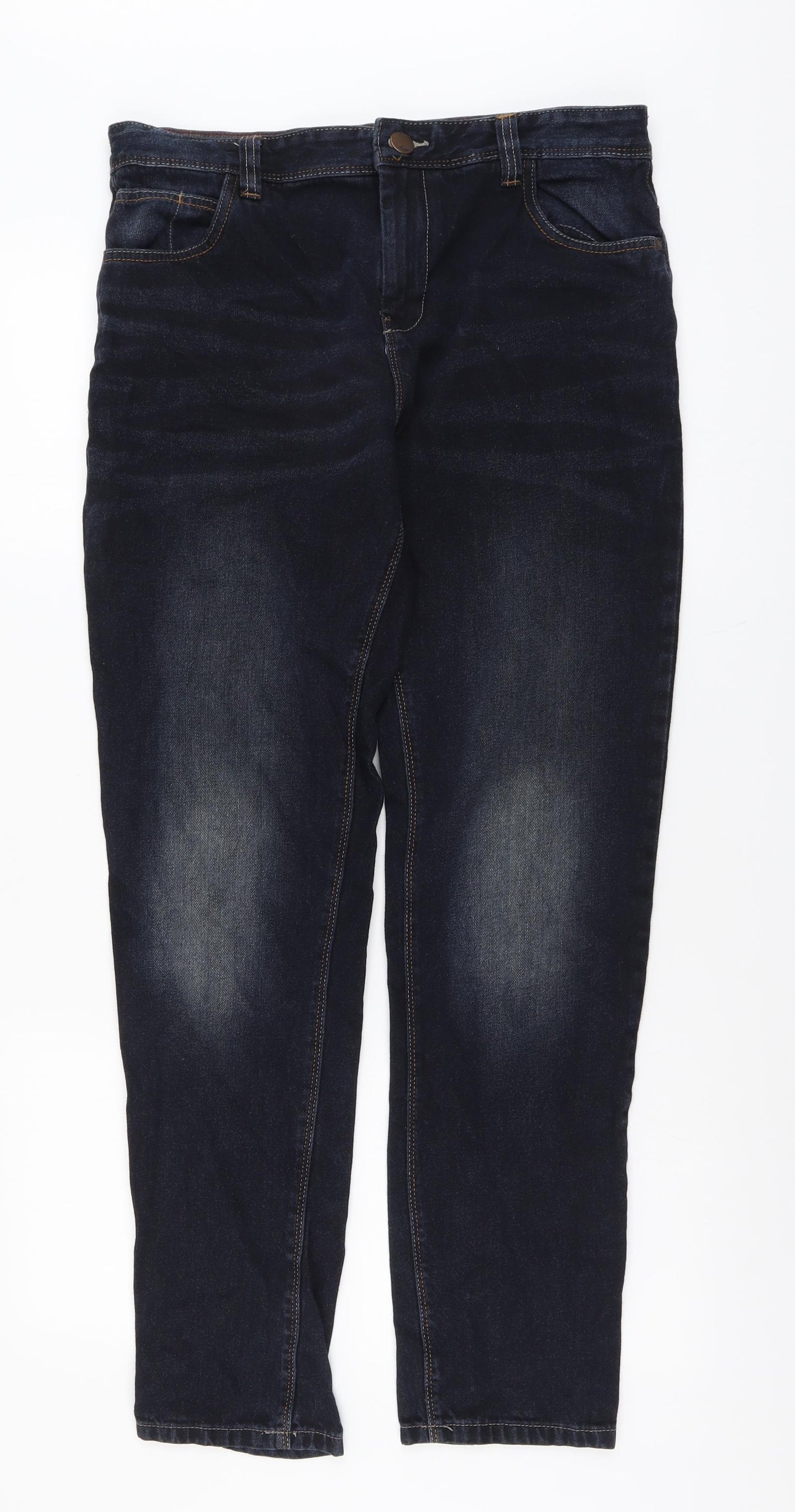 Authentic Boys Blue Cotton Straight Jeans Size 15 Years Regular Button