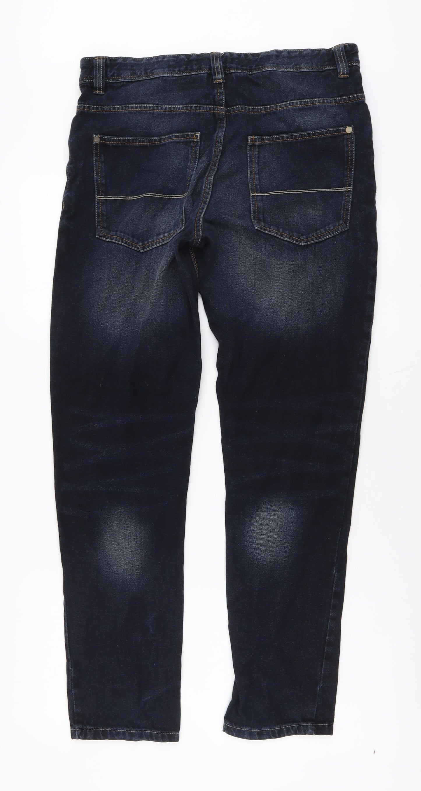 Authentic Boys Blue Cotton Straight Jeans Size 15 Years Regular Button