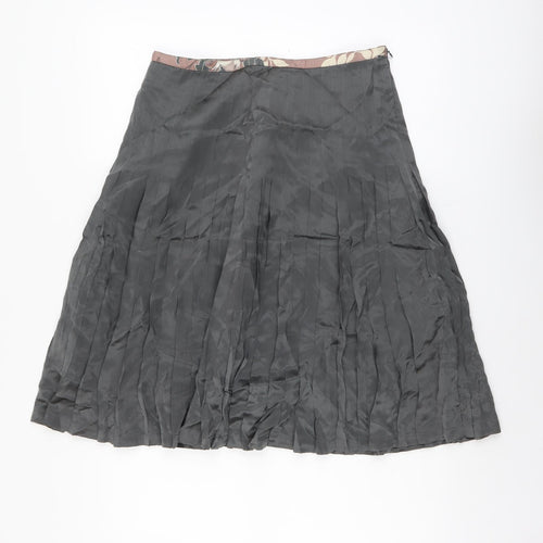 NEXT Womens Green Polyester Pleated Skirt Size 10 Zip