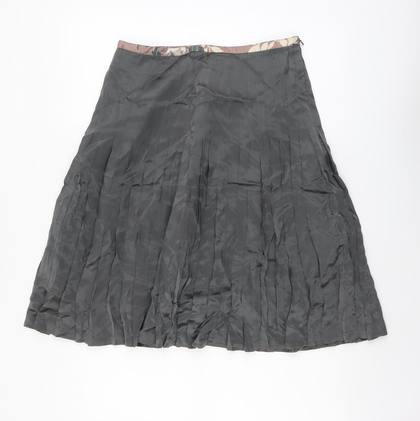 NEXT Womens Green Polyester Pleated Skirt Size 10 Zip