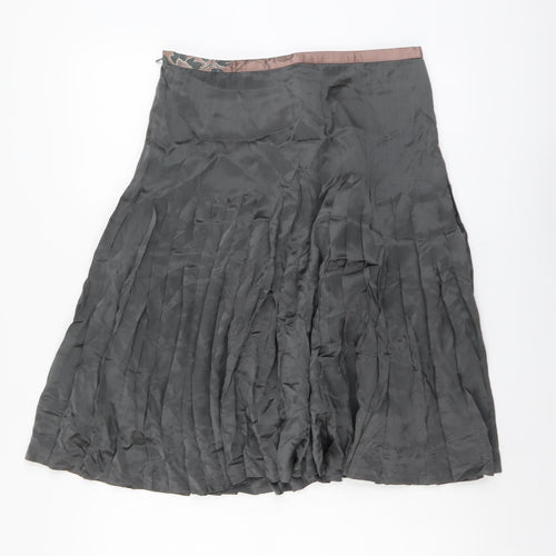 NEXT Womens Green Polyester Pleated Skirt Size 10 Zip