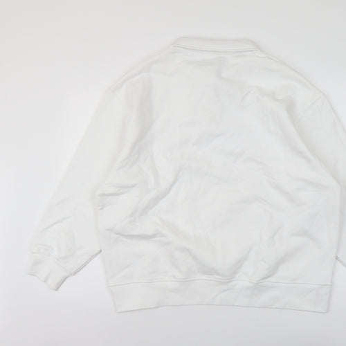 Zara Womens White Cotton Pullover Sweatshirt Size S Button