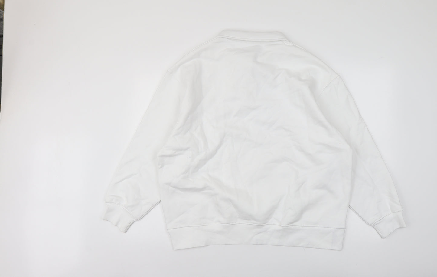 Zara Womens White Cotton Pullover Sweatshirt Size S Button