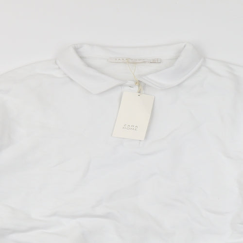 Zara Womens White Cotton Pullover Sweatshirt Size S Button