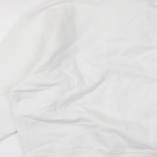 Zara Womens White Cotton Pullover Sweatshirt Size S Button