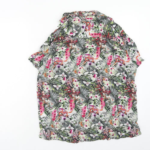 AFIBEL Womens Multicoloured Floral Viscose Basic Button-Up Size 16 Collared