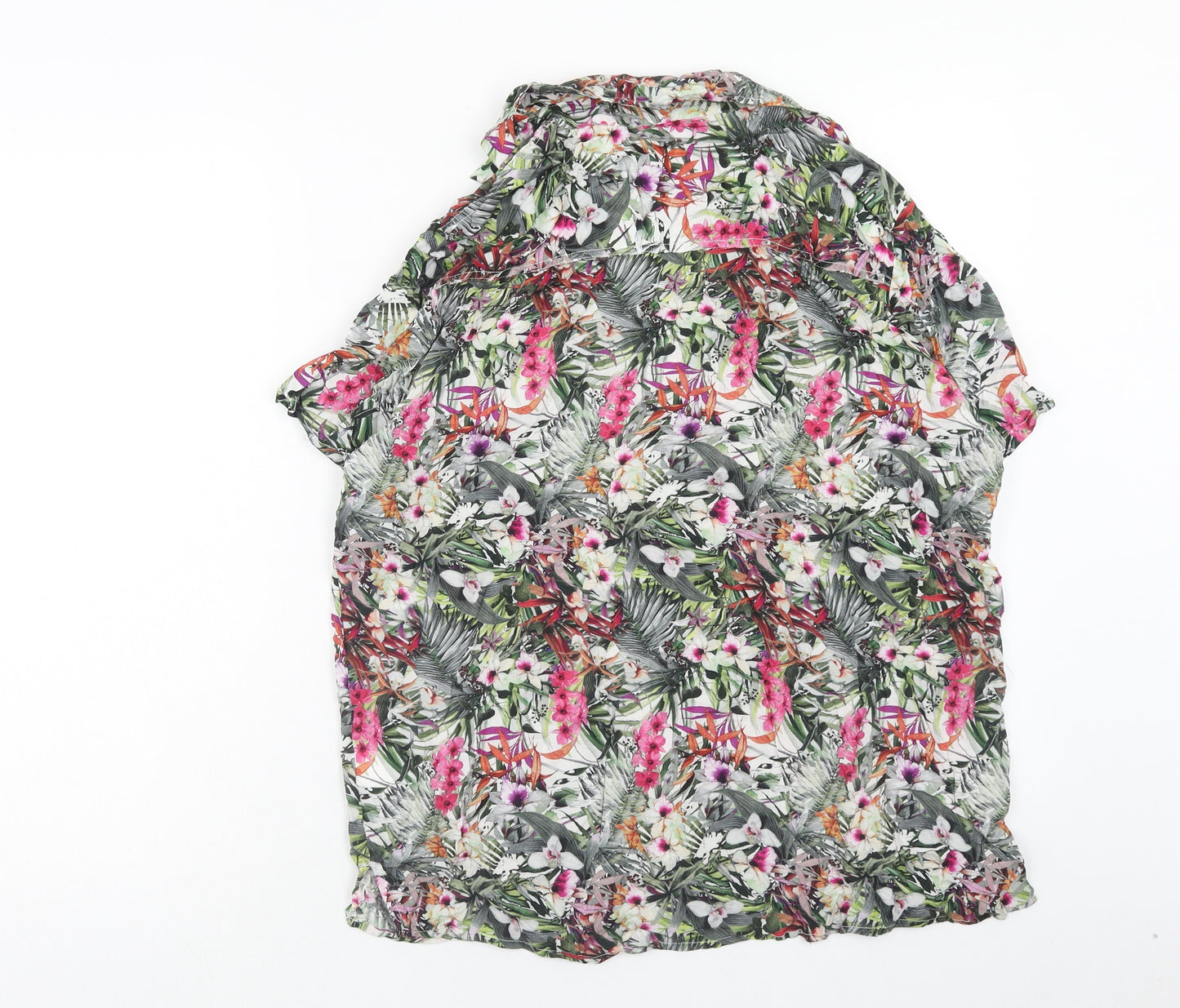 AFIBEL Womens Multicoloured Floral Viscose Basic Button-Up Size 16 Collared