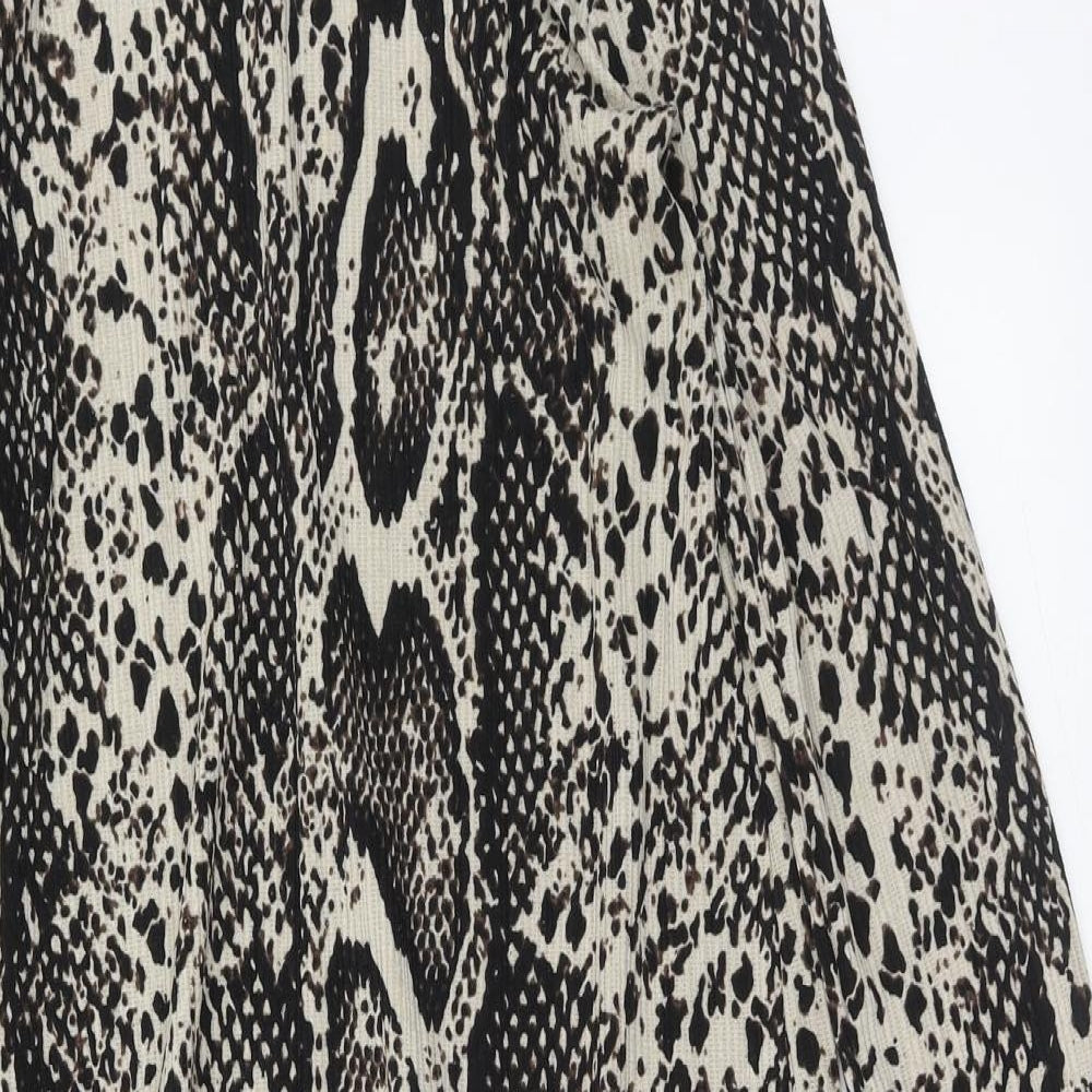 Zara Womens Black Animal Print Polyester A-Line Size M Roll Neck Pullover - Snake Print