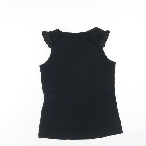 Jenson Womens Black Cotton Basic Tank Size S Scoop Neck