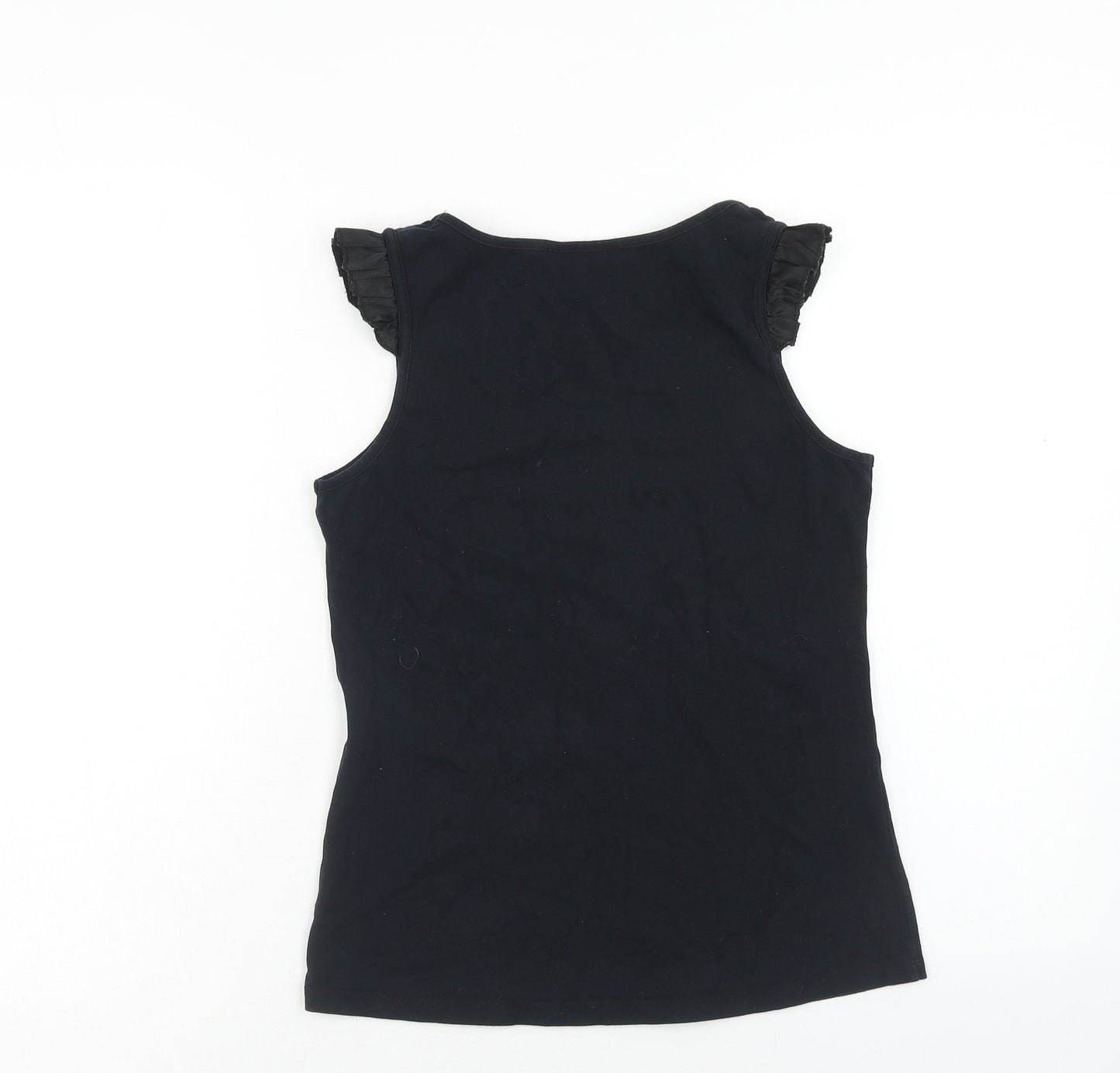 Jenson Womens Black Cotton Basic Tank Size S Scoop Neck