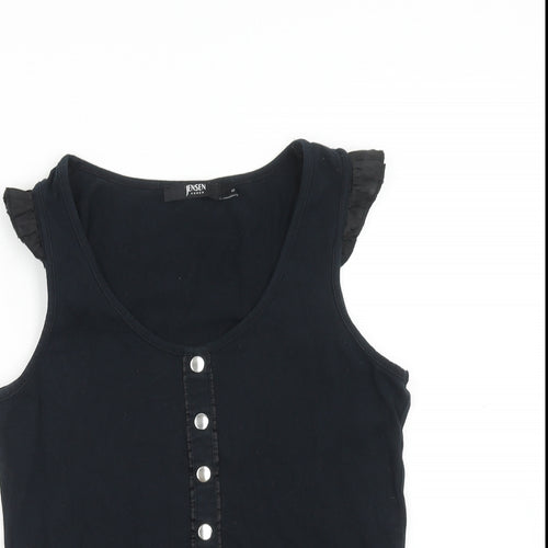 Jenson Womens Black Cotton Basic Tank Size S Scoop Neck
