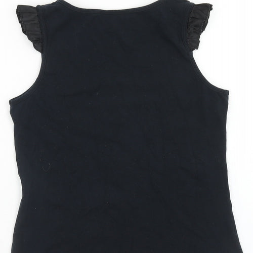 Jenson Womens Black Cotton Basic Tank Size S Scoop Neck