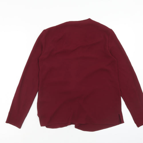 Topshop Womens Red Polyester Basic Blouse Size 8 V-Neck