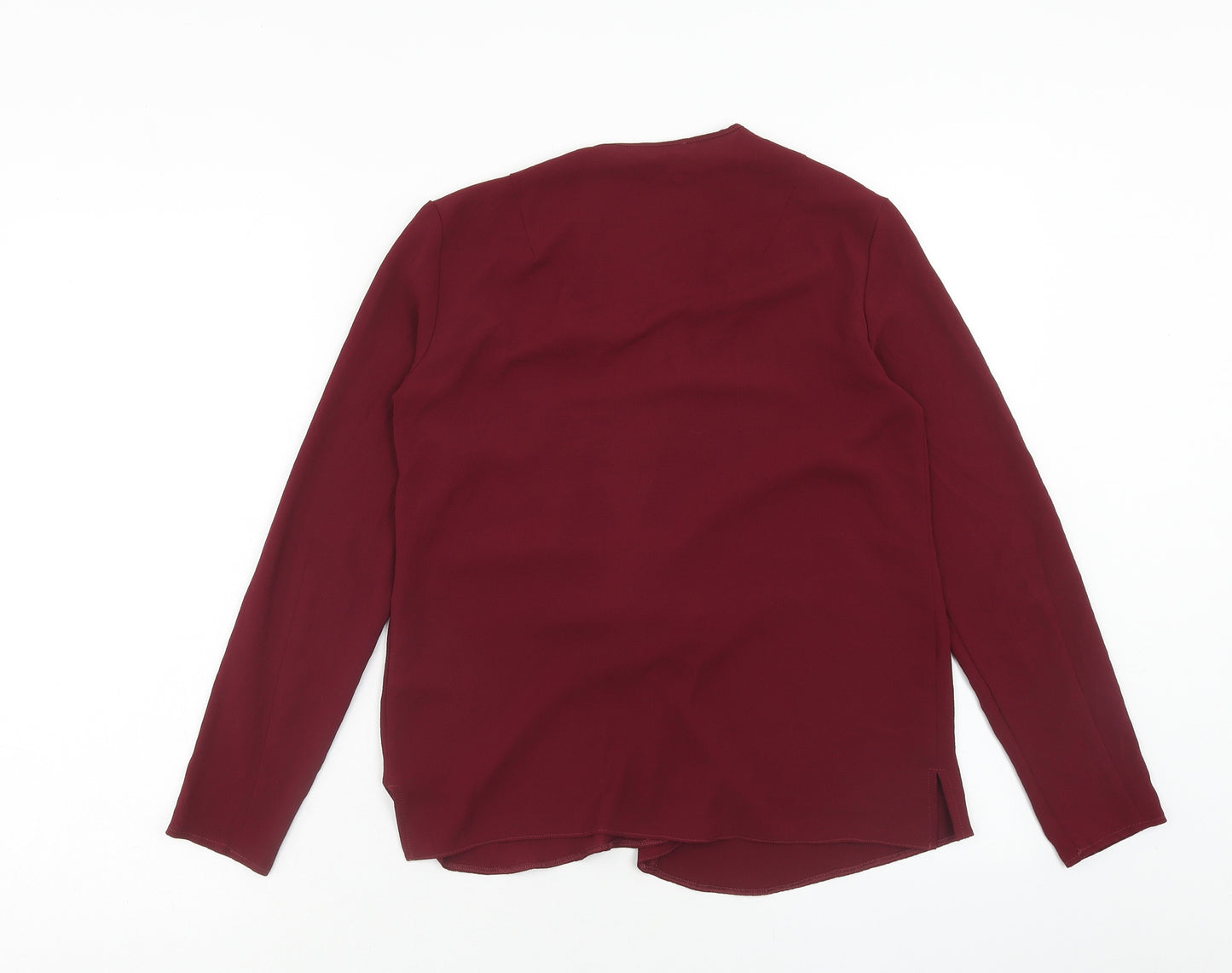 Topshop Womens Red Polyester Basic Blouse Size 8 V-Neck