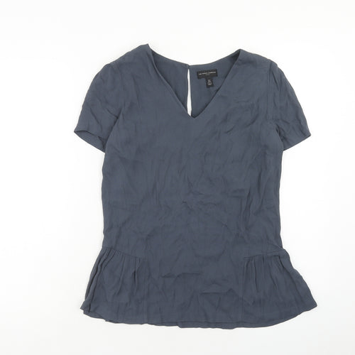 The White Company Womens Blue Viscose Basic Blouse Size 8 V-Neck