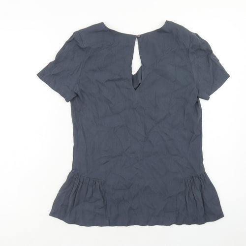 The White Company Womens Blue Viscose Basic Blouse Size 8 V-Neck