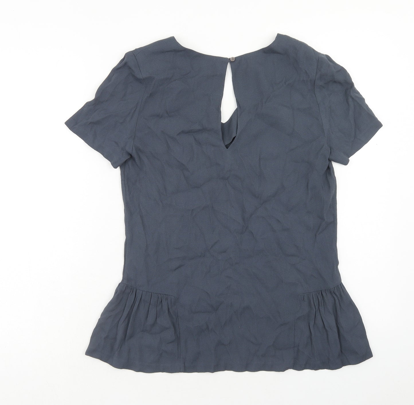 The White Company Womens Blue Viscose Basic Blouse Size 8 V-Neck