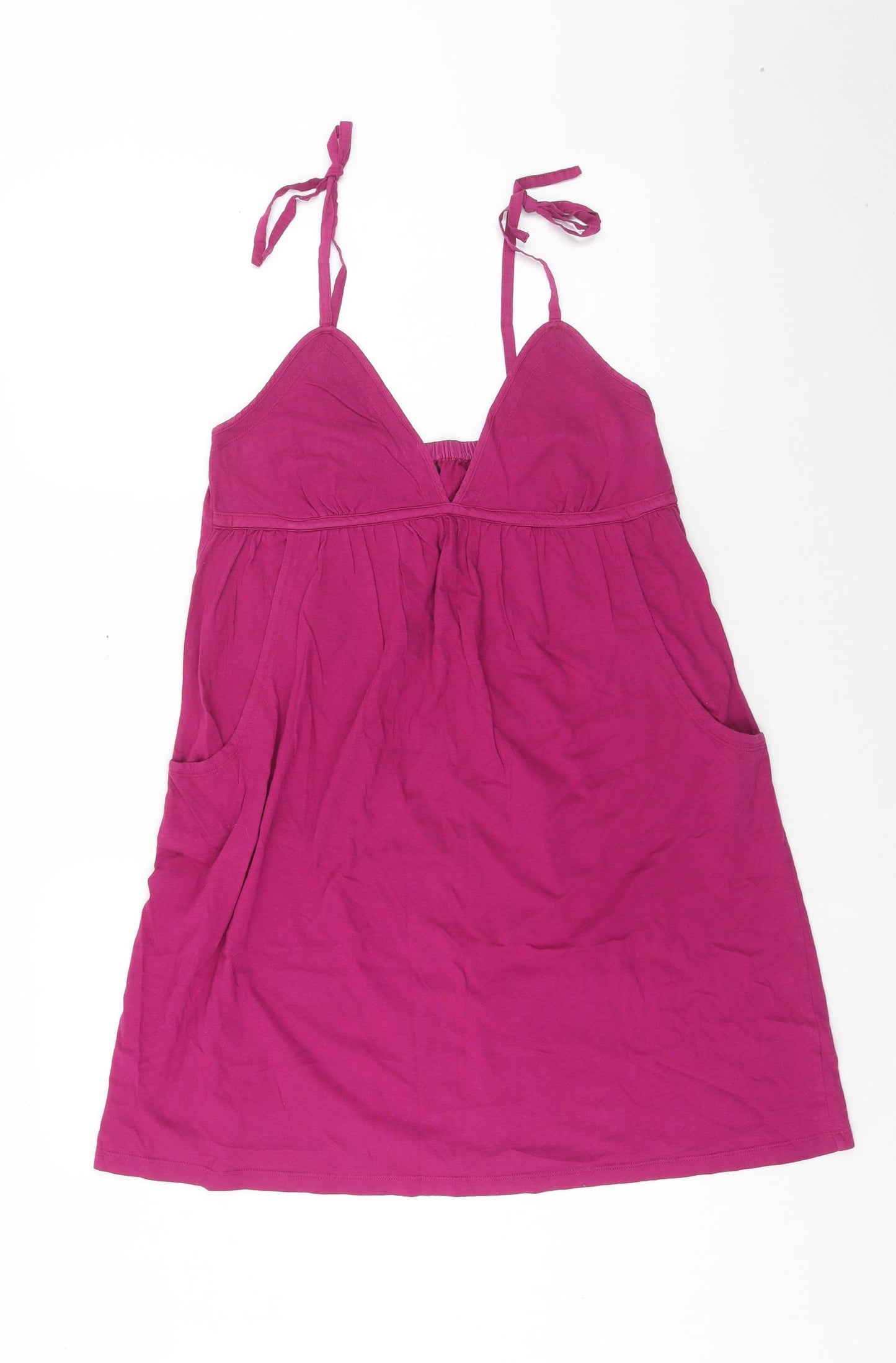 John Lewis Womens Purple Cotton Mini Size S V-Neck Pullover
