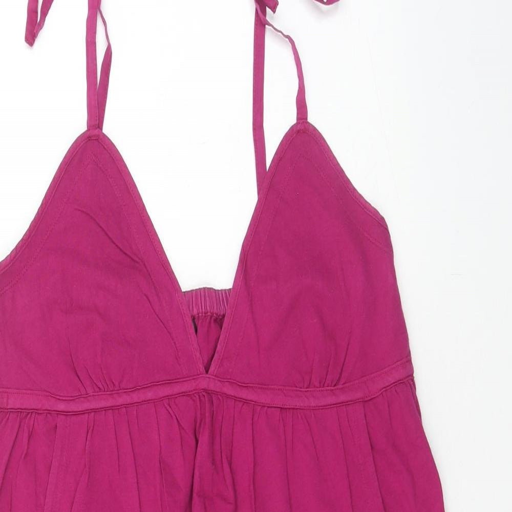 John Lewis Womens Purple Cotton Mini Size S V-Neck Pullover
