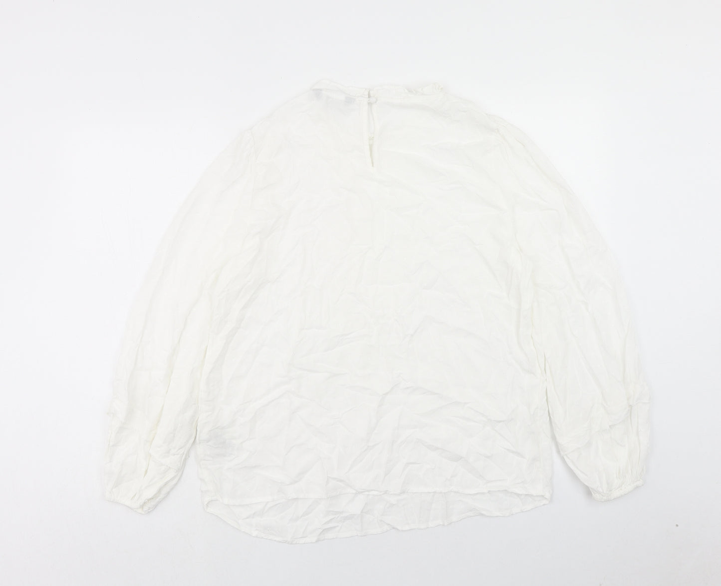 Marks and Spencer Womens White Viscose Basic Blouse Size 14 Scoop Neck