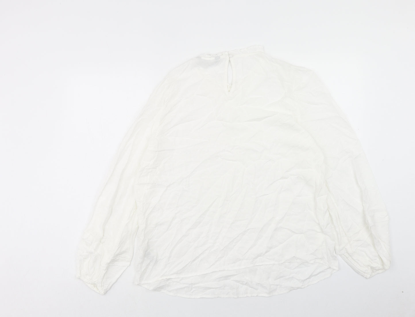Marks and Spencer Womens White Viscose Basic Blouse Size 14 Round Neck
