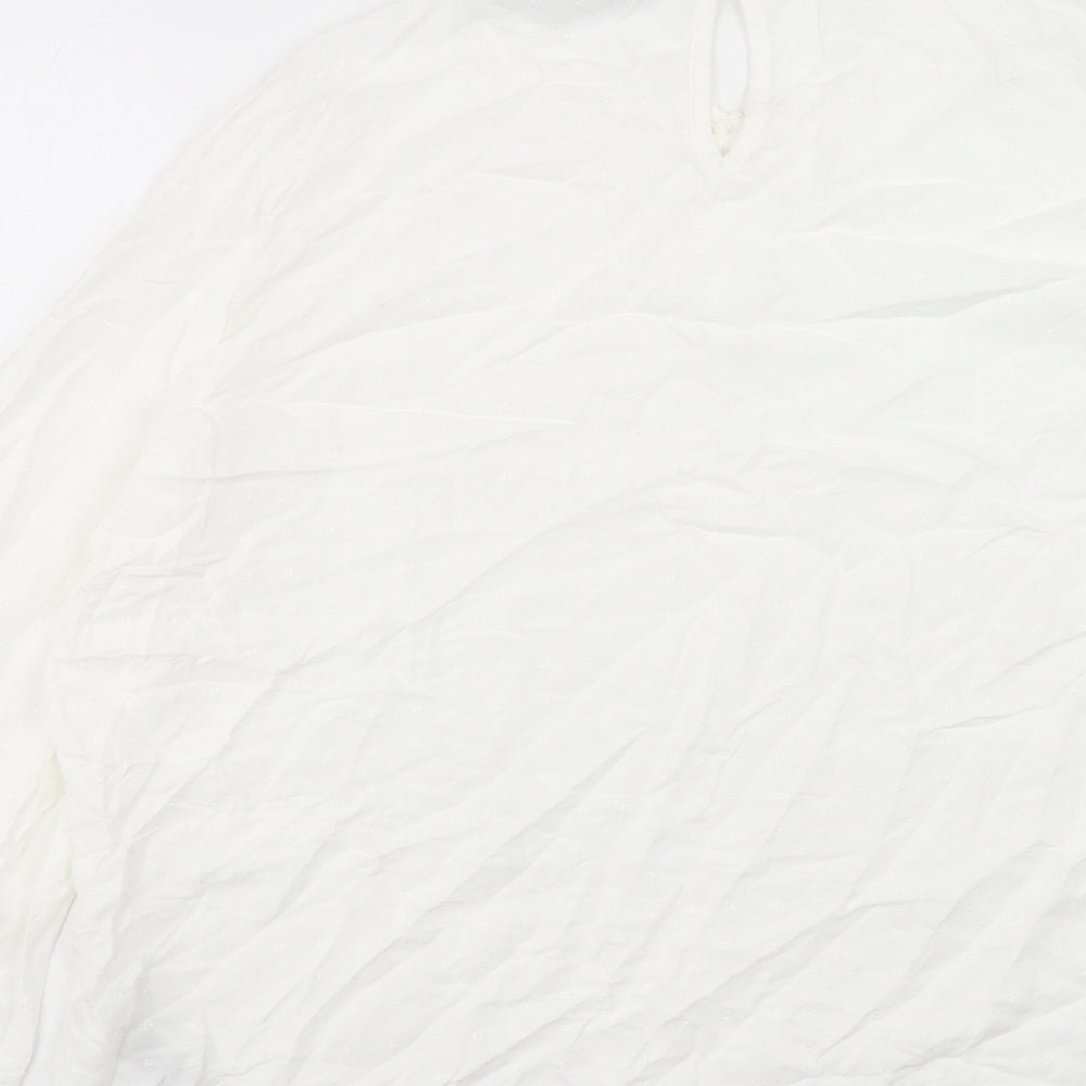 Marks and Spencer Womens White Viscose Basic Blouse Size 14 Round Neck