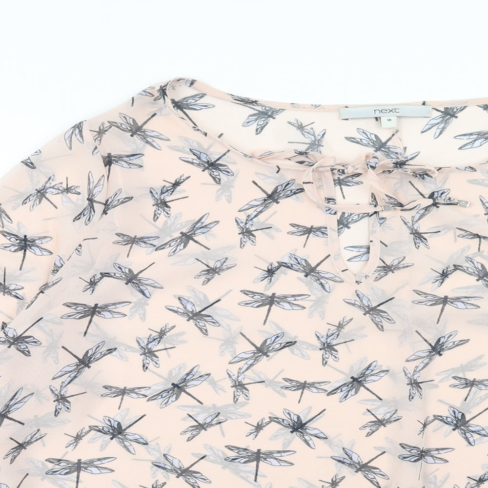 NEXT Womens Pink Geometric Polyester Basic Blouse Size 18 Scoop Neck