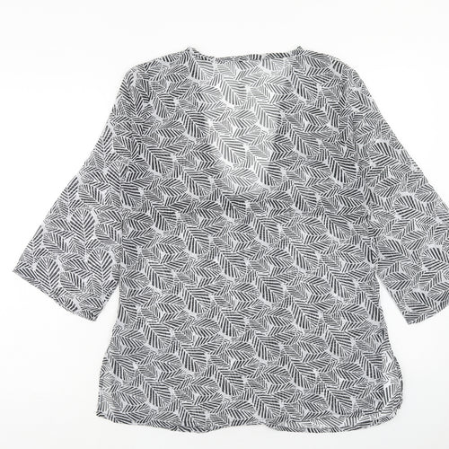 Preworn Womens Black Geometric Polyester Kimono Blouse Size S V-Neck