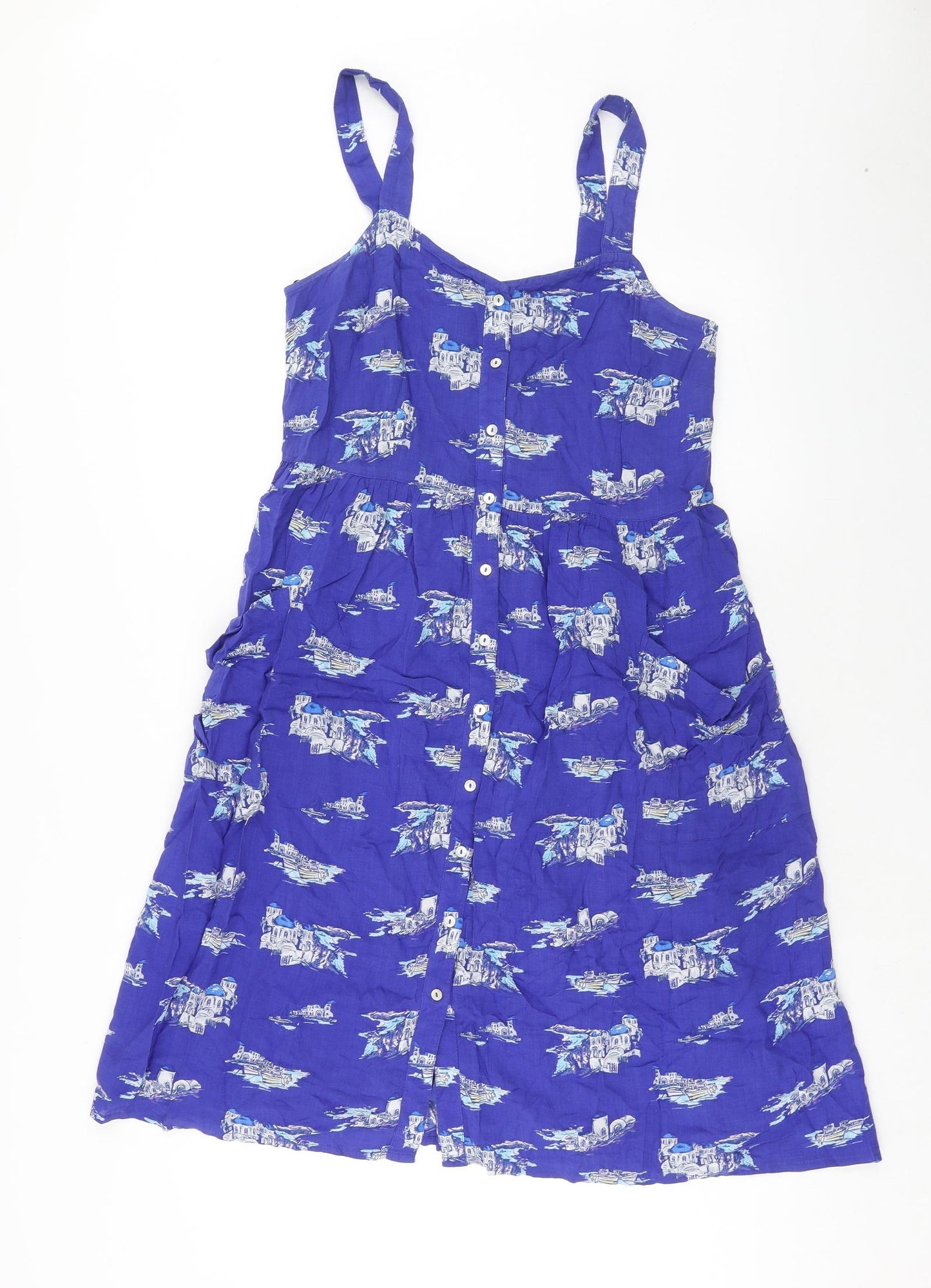 TU Womens Blue Geometric Modal A-Line Size 12 Sweetheart Pullover