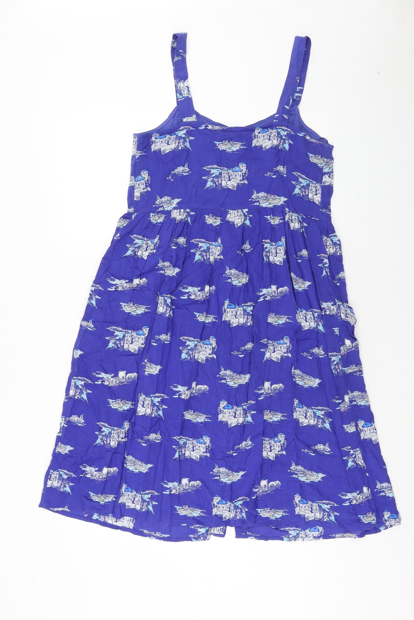 TU Womens Blue Geometric Modal A-Line Size 12 Sweetheart Pullover
