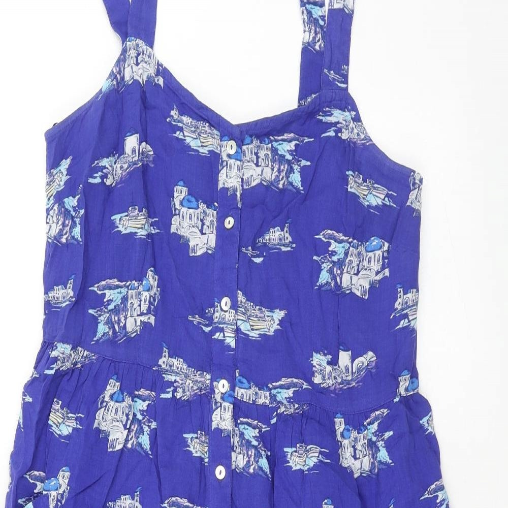 TU Womens Blue Geometric Modal A-Line Size 12 Sweetheart Pullover