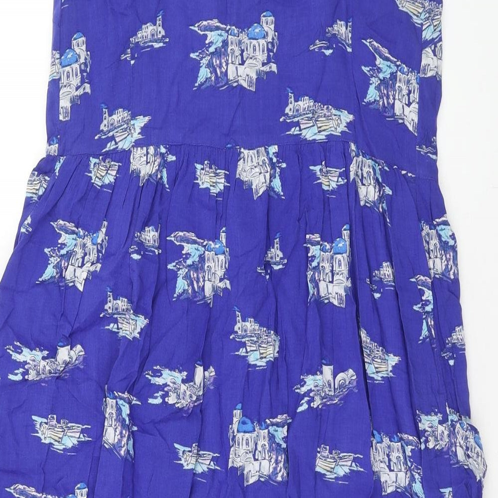 TU Womens Blue Geometric Modal A-Line Size 12 Sweetheart Pullover